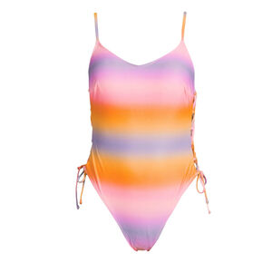 No Boundaries Juniors’ Lace Up Ombré One piece Swimsuit- Multi Color (Size L)NWT